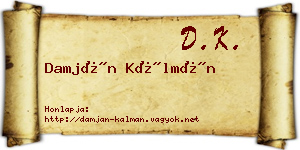 Damján Kálmán névjegykártya